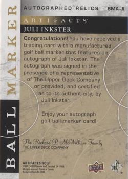 2021 Upper Deck Artifacts - Ball Marker Signatures #BMA-JI Juli Inkster Back