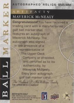 2021 Upper Deck Artifacts - Ball Marker Signatures #BMA-MM Maverick McNealy Back