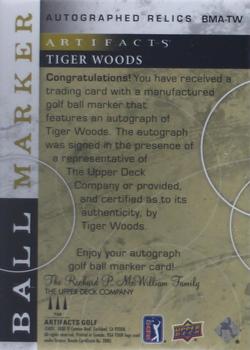 2021 Upper Deck Artifacts - Ball Marker Signatures #BMA-TW Tiger Woods Back
