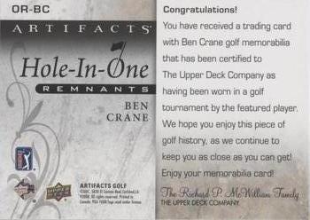 2021 Upper Deck Artifacts - Hole-in-One Remnants #OR-BC Ben Crane Back