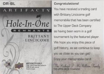2021 Upper Deck Artifacts - Hole-in-One Remnants #OR-BL Brittany Lincicome Back