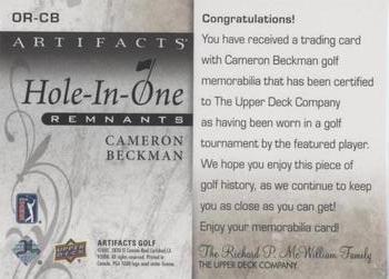 2021 Upper Deck Artifacts - Hole-in-One Remnants #OR-CB Cameron Beckman Back
