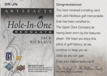 2021 Upper Deck Artifacts - Hole-in-One Remnants #OR-JN Jack Nicklaus Back