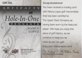 2021 Upper Deck Artifacts - Hole-in-One Remnants #OR-NL Nancy Lopez Back