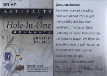 2021 Upper Deck Artifacts - Hole-in-One Remnants Premium #OR-AP Arnold Palmer Back