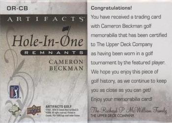2021 Upper Deck Artifacts - Hole-in-One Remnants Premium #OR-CB Cameron Beckman Back