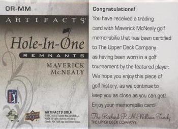 2021 Upper Deck Artifacts - Hole-in-One Remnants Premium #OR-MM Maverick McNealy Back
