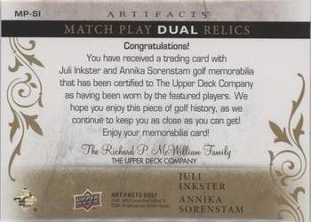 2021 Upper Deck Artifacts - Match Play Dual Premium #MP-SI Juli Inkster / Annika Sorenstam Back
