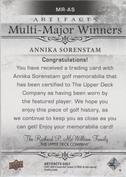 2021 Upper Deck Artifacts - Multi-Major Winners #MR-AS Annika Sorenstam Back