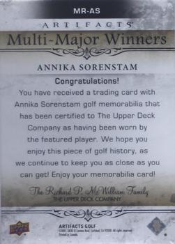 2021 Upper Deck Artifacts - Multi-Major Winners Premium #MR-AS Annika Sorenstam Back
