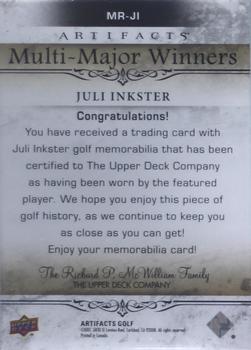 2021 Upper Deck Artifacts - Multi-Major Winners Premium #MR-JI Juli Inkster Back