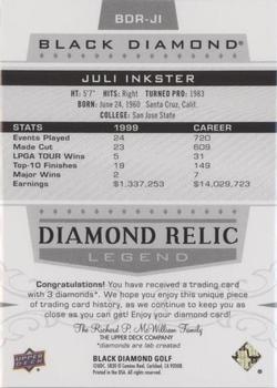 2021 Upper Deck Artifacts - Black Diamond Relics #BDR-JI Juli Inkster Back