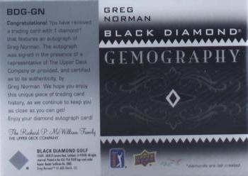 2021 Upper Deck Artifacts - Black Diamond Gemography #BDG-GN Greg Norman Back