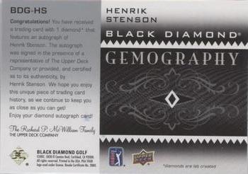 2021 Upper Deck Artifacts - Black Diamond Gemography #BDG-HS Henrik Stenson Back