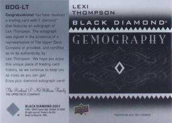 2021 Upper Deck Artifacts - Black Diamond Gemography #BDG-LT Lexi Thompson Back