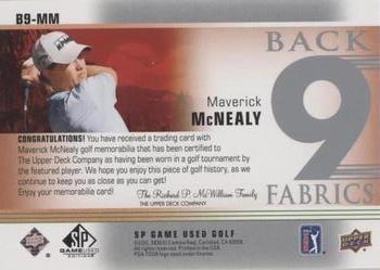 2021 SP Game Used - Back 9 Fabrics #B9-MM Maverick McNealy Back