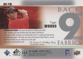 2021 SP Game Used - Back 9 Fabrics #B9-TW Tiger Woods Back