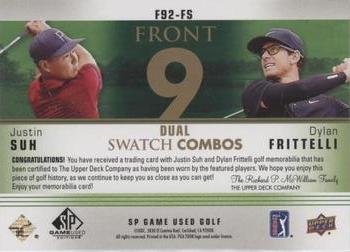 2021 SP Game Used - Front 9 Dual Swatch Combos #F92-FS Justin Suh / Dylan Frittelli Back
