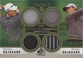 2021 SP Game Used - Front 9 Dual Swatch Combos #F92-HH Rasmus Hojgaard / Nicolai Hojgaard Front