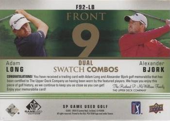 2021 SP Game Used - Front 9 Dual Swatch Combos #F92-LB Adam Long / Alexander Bjork Back