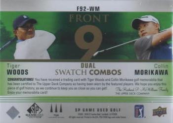 2021 SP Game Used - Front 9 Dual Swatch Combos #F92-WM Tiger Woods / Collin Morikawa Back