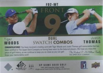 2021 SP Game Used - Front 9 Dual Swatch Combos #F92-WT Tiger Woods / Justin Thomas Back