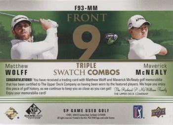 2021 SP Game Used - Front 9 Triple Swatch Combos #F93-MM Matthew Wolff / Maverick McNealy Back