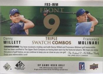 2021 SP Game Used - Front 9 Triple Swatch Combos #F93-WM Danny Willett / Francesco Molinari Back