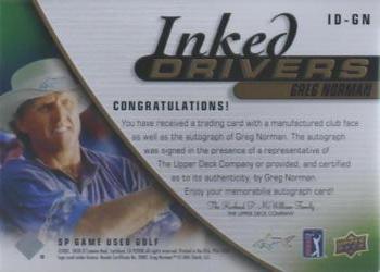 2021 SP Game Used - Inked Drivers #ID-GN Greg Norman Back