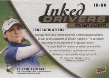 2021 SP Game Used - Inked Drivers Black #ID-BA Brittany Altomare Back