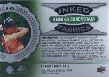 2021 SP Game Used - Inked Fabrics #IF-AS Annika Sorenstam Back