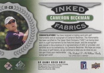 2021 SP Game Used - Inked Fabrics #IF-CB Cameron Beckman Back