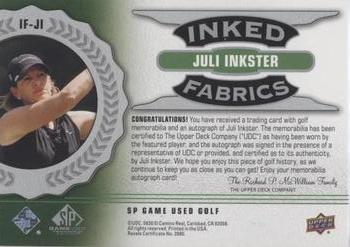 2021 SP Game Used - Inked Fabrics #IF-JI Juli Inkster Back