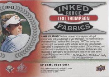 2021 SP Game Used - Inked Rookie Fabrics #IRF-LT Lexi Thompson Back