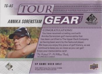 2021 SP Game Used - Tour Gear Purple #TG-AS Annika Sorenstam Back
