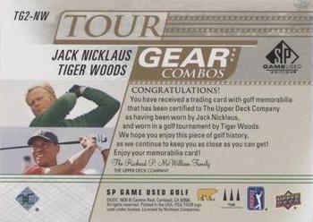2021 SP Game Used - Tour Gear Combos Gold #TG2-NW Tiger Woods / Jack Nicklaus Back