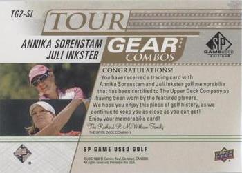 2021 SP Game Used - Tour Gear Combos Gold #TG2-SI Annika Sorenstam / Juli Inkster Back