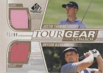 2021 SP Game Used - Tour Gear Combos Gold #TG2-TD Justin Thomas / Bryson DeChambeau Front