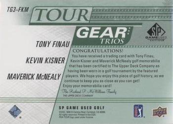 2021 SP Game Used - Tour Gear Trios Green #TG3-FKM Tony Finau / Kevin Kisner / Maverick McNealy Back