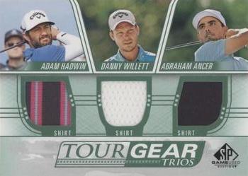 2021 SP Game Used - Tour Gear Trios Green #TG3-HWA Adam Hadwin / Danny Willett / Abraham Ancer Front