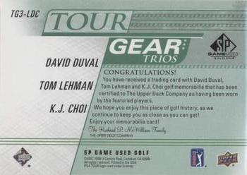 2021 SP Game Used - Tour Gear Trios Green #TG3-LDC David Duval / Tom Lehman / K.J. Choi Back