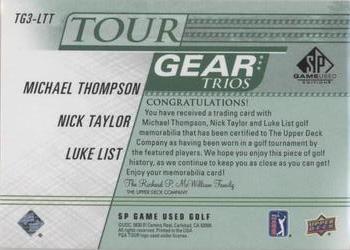 2021 SP Game Used - Tour Gear Trios Green #TG3-LTT Michael Thompson / Nick Taylor / Luke List Back
