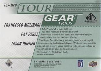 2021 SP Game Used - Tour Gear Trios Green #TG3-MPD Francesco Molinari / Jason Dufner / Pat Perez Back