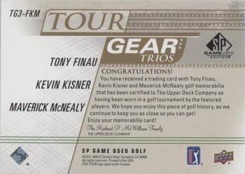 2021 SP Game Used - Tour Gear Trios Gold #TG3-FKM Tony Finau / Kevin Kisner / Maverick McNealy Back