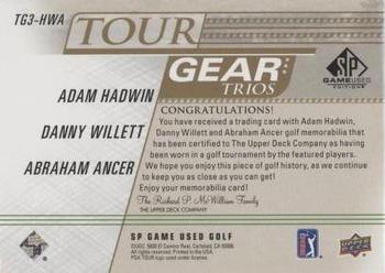 2021 SP Game Used - Tour Gear Trios Gold #TG3-HWA Adam Hadwin / Danny Willett / Abraham Ancer Back