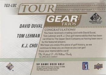 2021 SP Game Used - Tour Gear Trios Gold #TG3-LDC David Duval / Tom Lehman / K.J. Choi Back