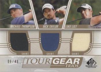 2021 SP Game Used - Tour Gear Trios Gold #TG3-LTT Michael Thompson / Nick Taylor / Luke List Front