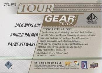 2021 SP Game Used - Tour Gear Trios Gold #TG3-NPS Jack Nicklaus / Arnold Palmer / Payne Stewart Back