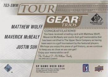 2021 SP Game Used - Tour Gear Trios Gold #TG3-SMW Matthew Wolff / Maverick McNealy / Justin Suh Back