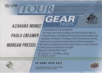 2021 SP Game Used - Tour Gear Trios Blue #TG3-CPM Azahara Munoz / Paula Creamer / Morgan Pressel Back